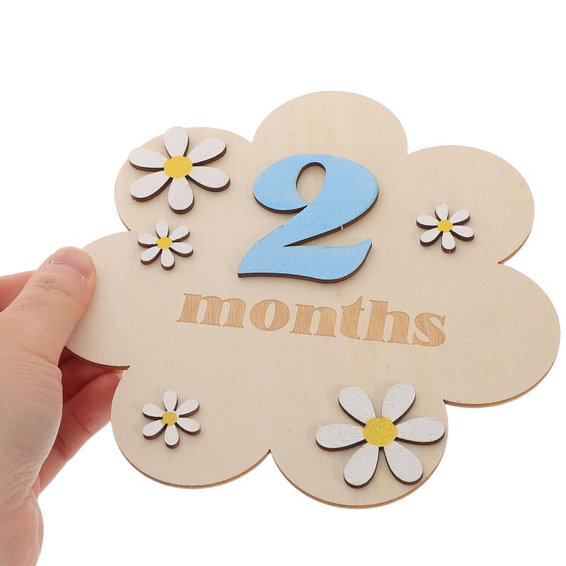 Baby Monthly Photo Props 2 Sets Wooden Birth Flower Plaques For Valentine Day Baby Shower - Image 5
